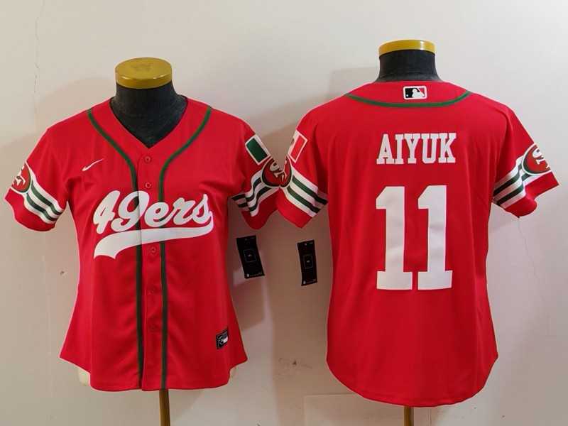 Womens San Francisco 49ers #11 Brandon Aiyuk Red Mexico Cool Base Stitched Baseball Jersey->women nfl jersey->Women Jersey